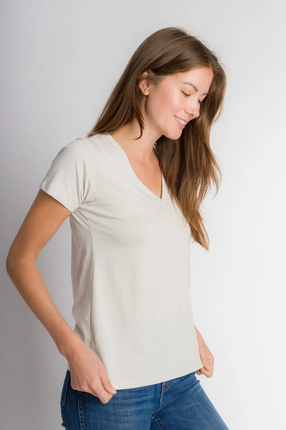 Vanessa Unbranded | Women's Anti-Stain Logo-less Deep V-neck T-Shirt