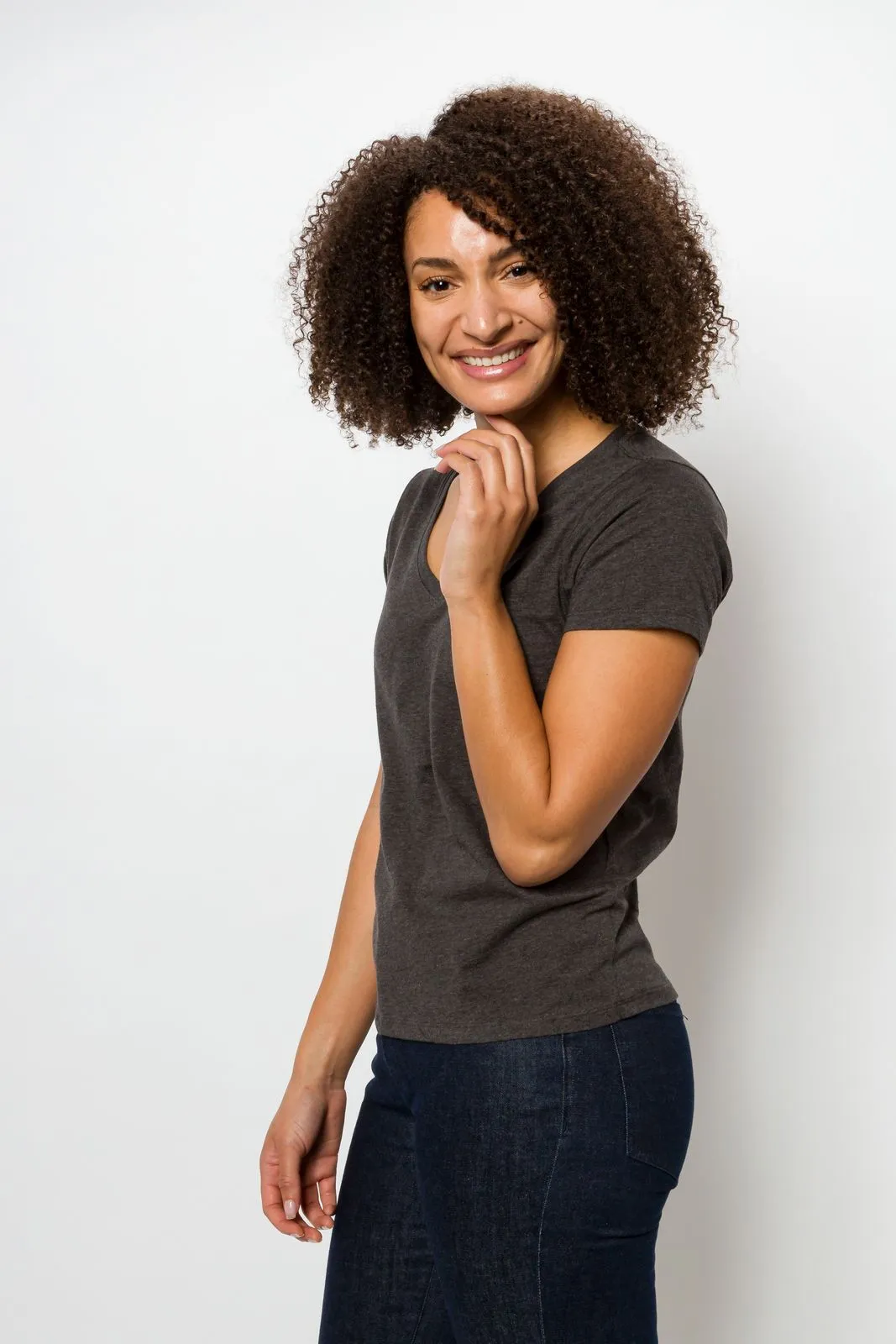 Vanessa Unbranded | Women's Anti-Stain Logo-less Deep V-neck T-Shirt