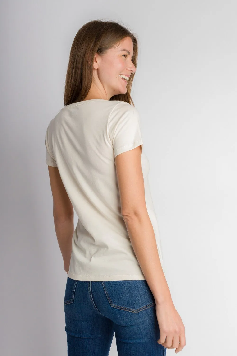 Vanessa Unbranded | Women's Anti-Stain Logo-less Deep V-neck T-Shirt