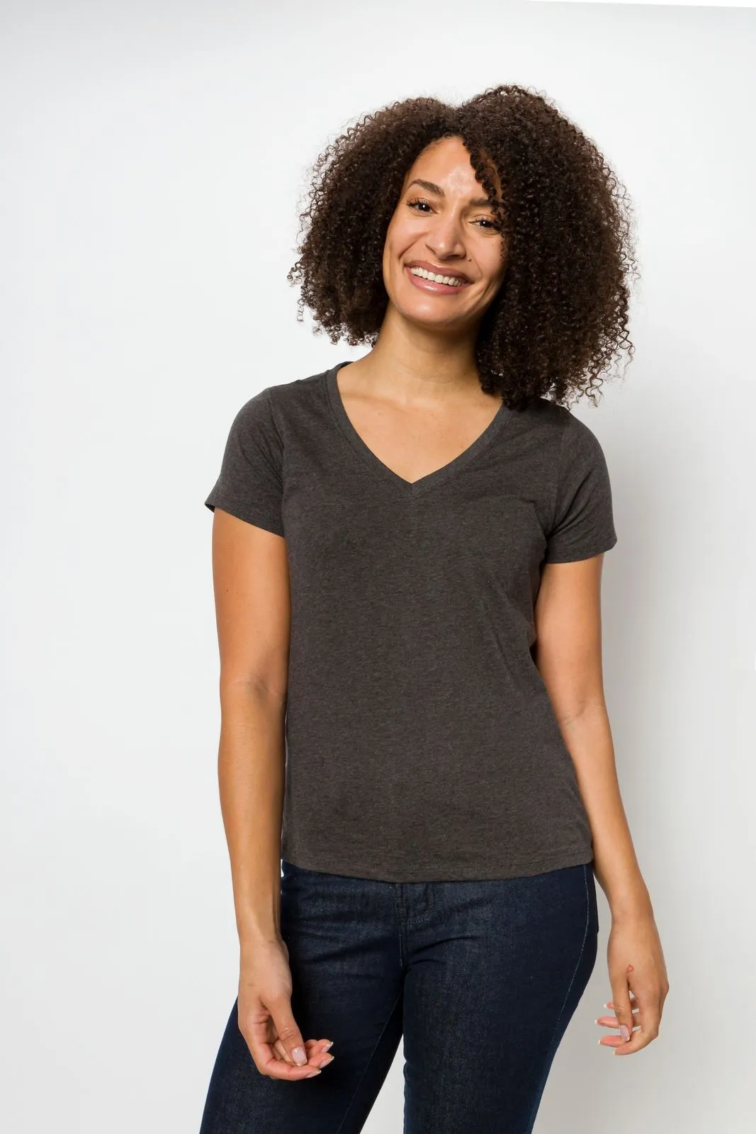 Vanessa Unbranded | Women's Anti-Stain Logo-less Deep V-neck T-Shirt