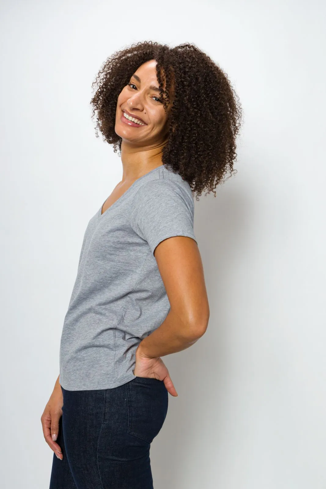 Vanessa Unbranded | Women's Anti-Stain Logo-less Deep V-neck T-Shirt