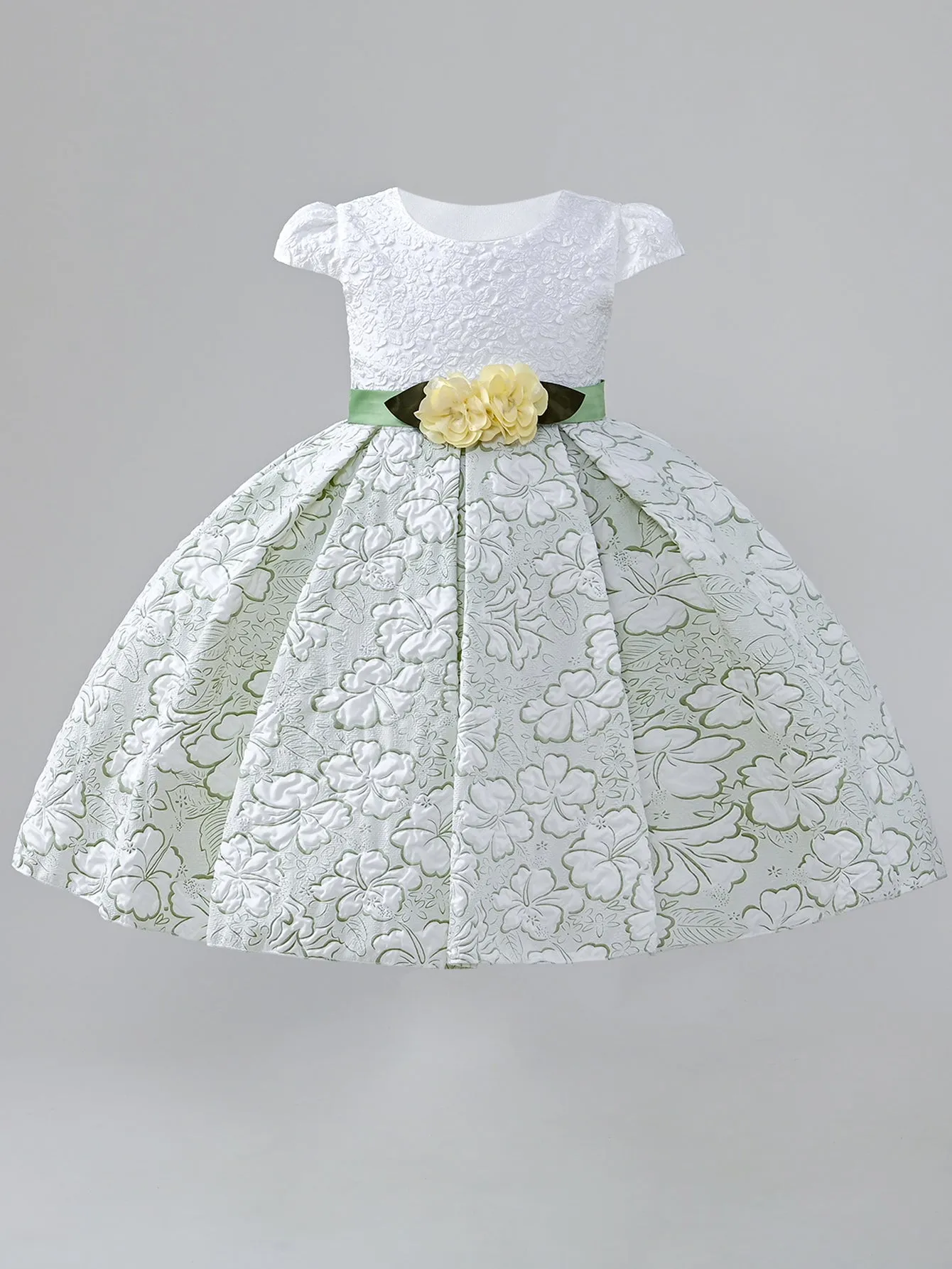 WA0159 Yoliyolei Jacquard Little Kids Girls' dress Set Comfmortable Ball Gown Birthday Party Dresses for Children 2 to 7 Year with Bag