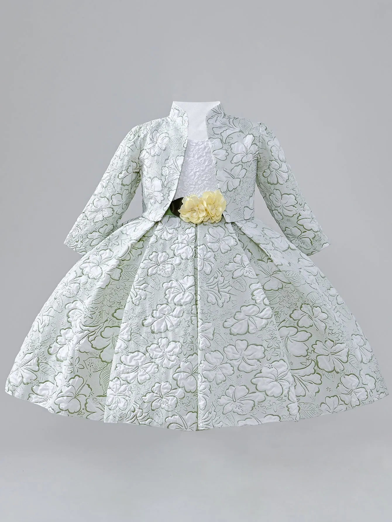 WA0159 Yoliyolei Jacquard Little Kids Girls' dress Set Comfmortable Ball Gown Birthday Party Dresses for Children 2 to 7 Year with Bag