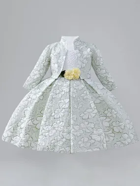WA0159 Yoliyolei Jacquard Little Kids Girls' dress Set Comfmortable Ball Gown Birthday Party Dresses for Children 2 to 7 Year with Bag