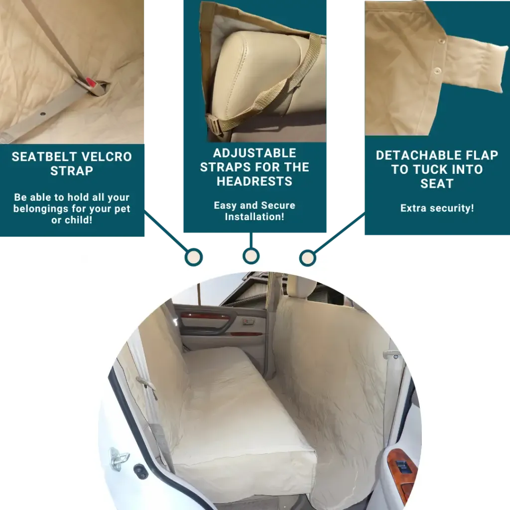 X-Large Car Seat Cover For Dogs and Pets 56"W Taupe